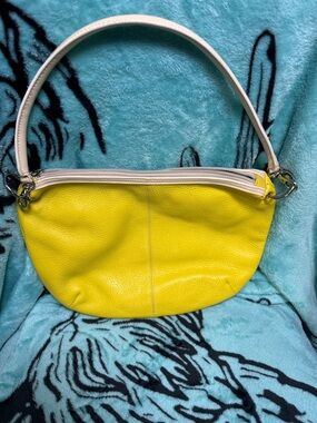 Maxx New York Bright Yellow Shoulder Bag with Cream Strap